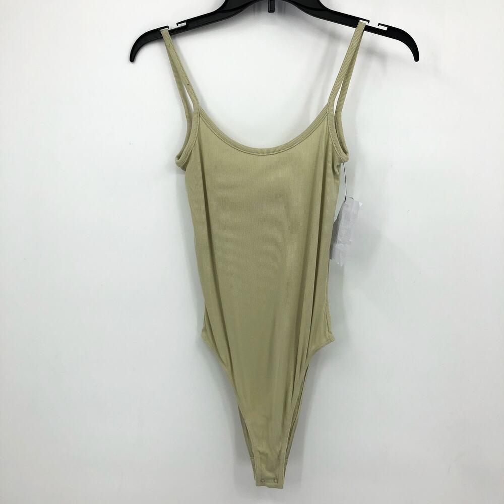 NAADAM Women's Baby Rib Bodysuit Small Light Green Scoop Neck Cami NWT